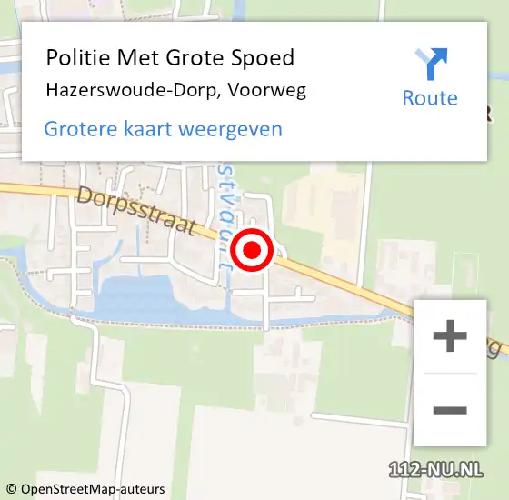 Locatie op kaart van de 112 melding: Politie Met Grote Spoed Naar Hazerswoude-Dorp, Voorweg op 20 september 2021 06:36