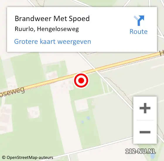 Locatie op kaart van de 112 melding: Brandweer Met Spoed Naar Ruurlo, Hengeloseweg op 20 september 2021 07:30