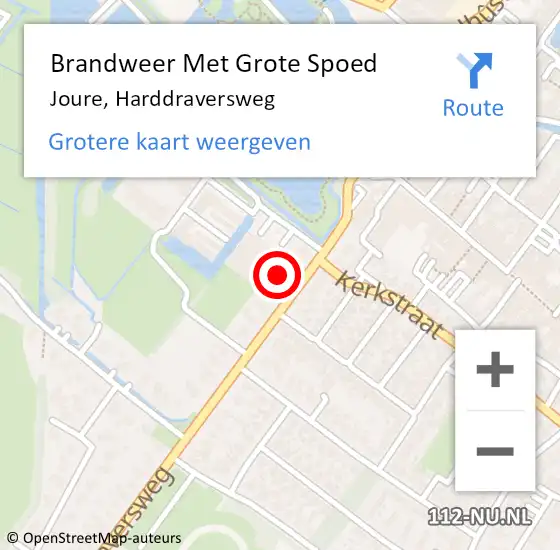 Locatie op kaart van de 112 melding: Brandweer Met Grote Spoed Naar Joure, Harddraversweg op 23 juni 2014 14:45