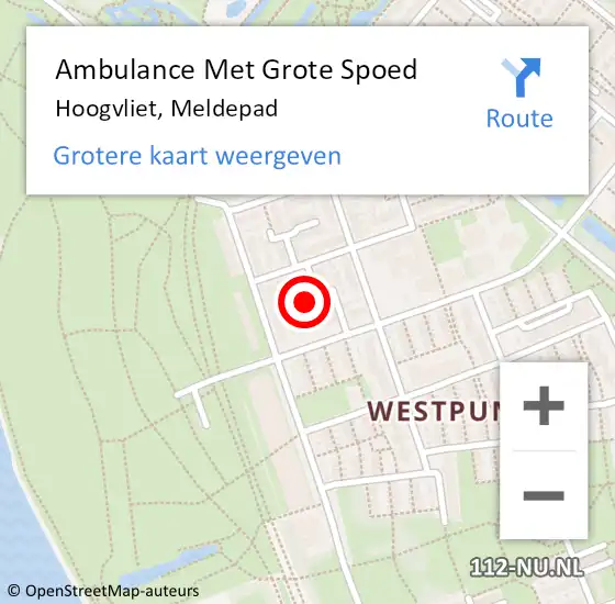 Locatie op kaart van de 112 melding: Ambulance Met Grote Spoed Naar Hoogvliet, Meldepad op 20 september 2021 07:55