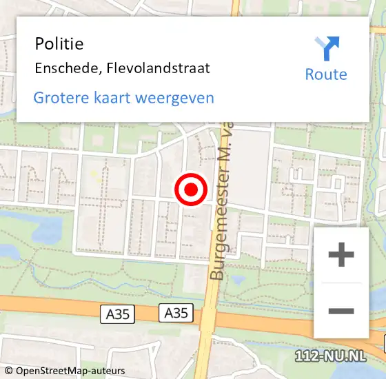 Locatie op kaart van de 112 melding: Politie Enschede, Flevolandstraat op 20 september 2021 08:01