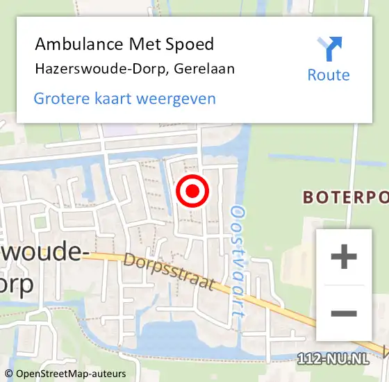 Locatie op kaart van de 112 melding: Ambulance Met Spoed Naar Hazerswoude-Dorp, Gerelaan op 20 september 2021 08:13