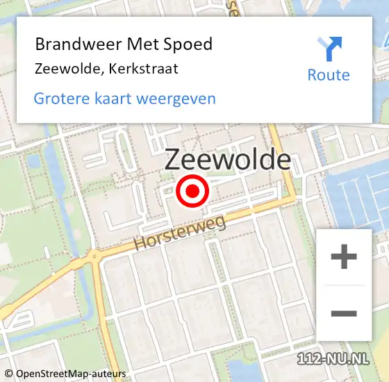 Locatie op kaart van de 112 melding: Brandweer Met Spoed Naar Zeewolde, Kerkstraat op 20 september 2021 08:23