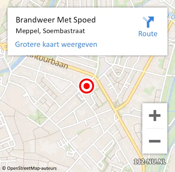 Locatie op kaart van de 112 melding: Brandweer Met Spoed Naar Meppel, Soembastraat op 20 september 2021 08:38