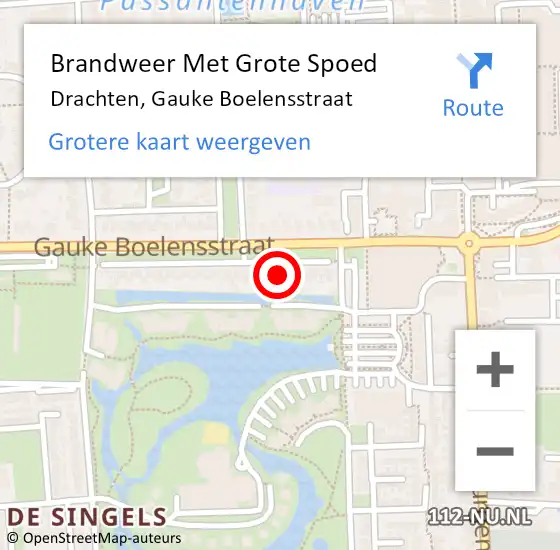 Locatie op kaart van de 112 melding: Brandweer Met Grote Spoed Naar Drachten, Gauke Boelensstraat op 20 september 2021 09:25