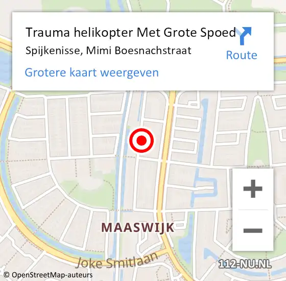 Locatie op kaart van de 112 melding: Trauma helikopter Met Grote Spoed Naar Spijkenisse, Mimi Boesnachstraat op 20 september 2021 10:22