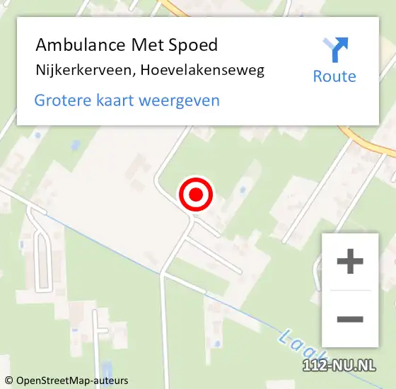 Locatie op kaart van de 112 melding: Ambulance Met Spoed Naar Nijkerkerveen, Hoevelakenseweg op 20 september 2021 10:31