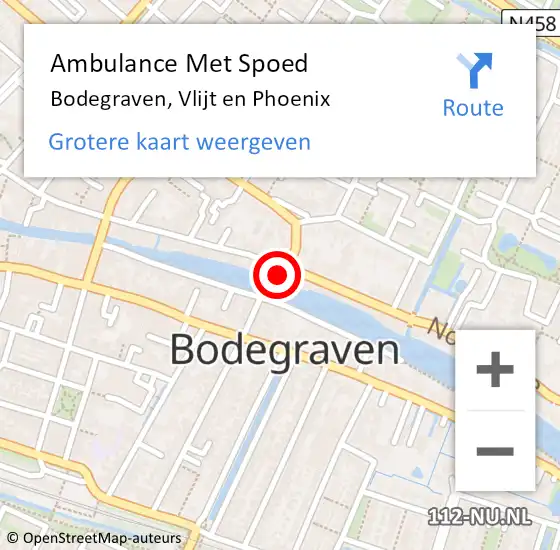 Locatie op kaart van de 112 melding: Ambulance Met Spoed Naar Bodegraven, Vlijt en Phoenix op 20 september 2021 10:36