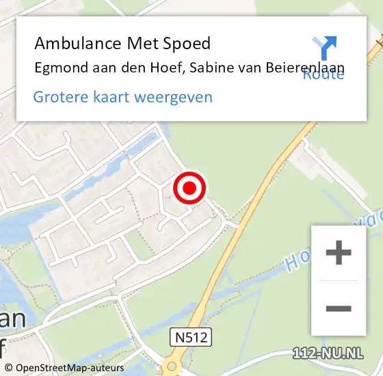 Locatie op kaart van de 112 melding: Ambulance Met Spoed Naar Egmond aan den Hoef, Sabine van Beierenlaan op 20 september 2021 10:56