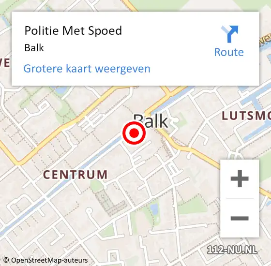 Locatie op kaart van de 112 melding: Politie Met Spoed Naar Balk op 20 september 2021 11:06