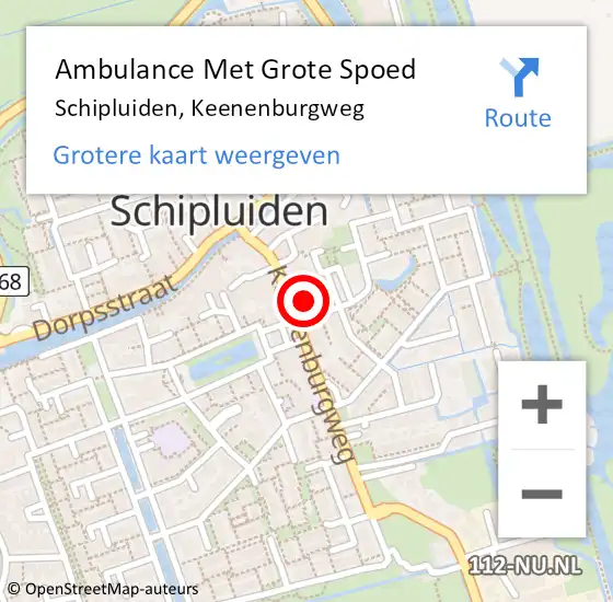 Locatie op kaart van de 112 melding: Ambulance Met Grote Spoed Naar Schipluiden, Keenenburgweg op 20 september 2021 11:20