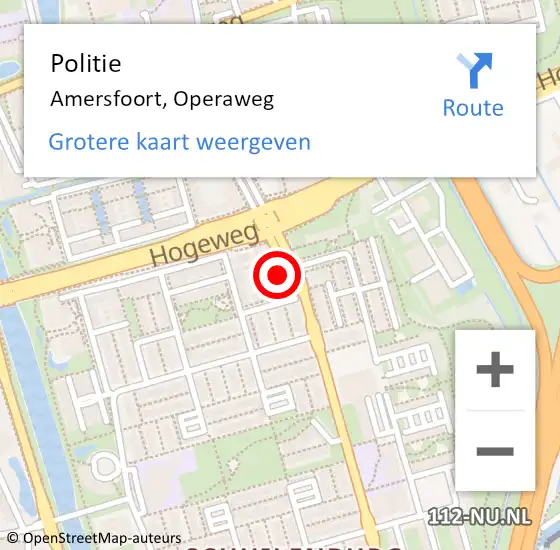 Locatie op kaart van de 112 melding: Politie Amersfoort, Operaweg op 20 september 2021 11:26