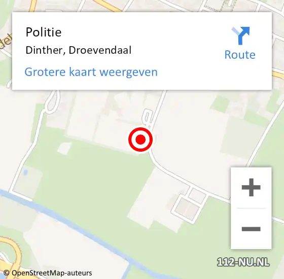Locatie op kaart van de 112 melding: Politie Dinther, Droevendaal op 20 september 2021 11:32