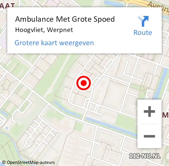 Locatie op kaart van de 112 melding: Ambulance Met Grote Spoed Naar Hoogvliet, Werpnet op 20 september 2021 11:37