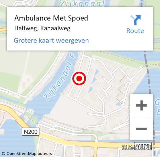 Locatie op kaart van de 112 melding: Ambulance Met Spoed Naar Halfweg, Kanaalweg op 20 september 2021 12:33