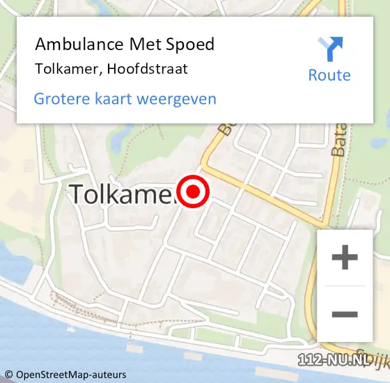 Locatie op kaart van de 112 melding: Ambulance Met Spoed Naar Tolkamer, Hoofdstraat op 20 september 2021 13:20