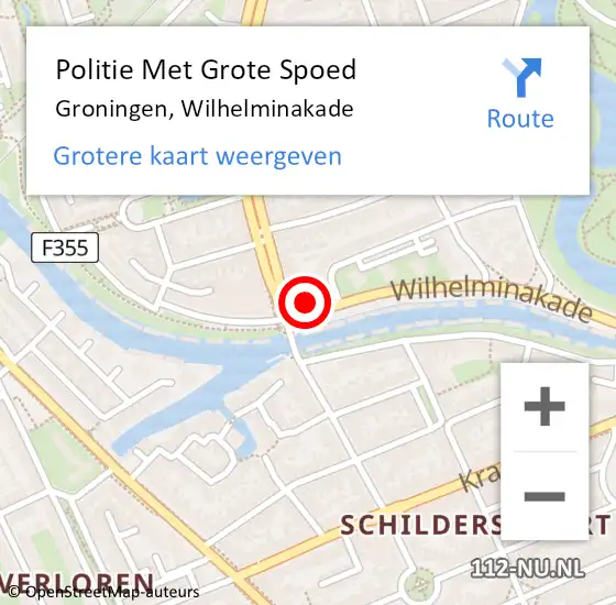 Locatie op kaart van de 112 melding: Politie Met Grote Spoed Naar Groningen, Wilhelminakade op 20 september 2021 13:22