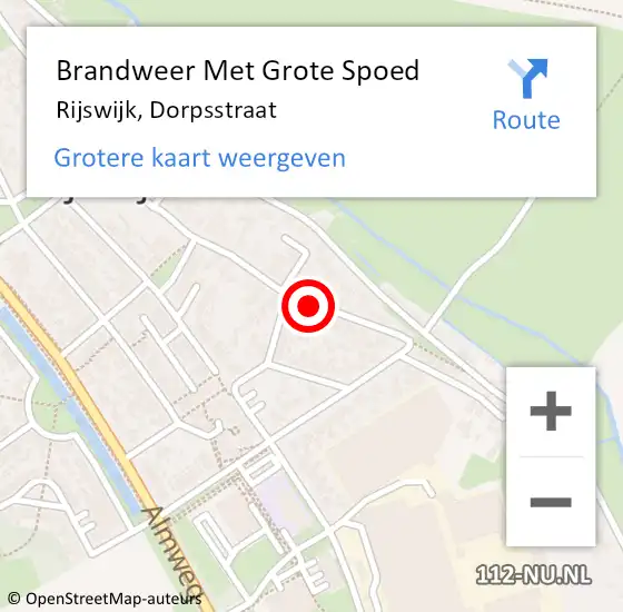 Locatie op kaart van de 112 melding: Brandweer Met Grote Spoed Naar Rijswijk, Dorpsstraat op 20 september 2021 13:24