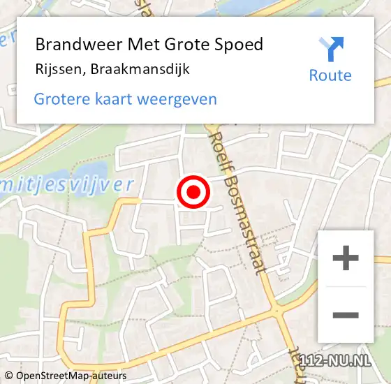 Locatie op kaart van de 112 melding: Brandweer Met Grote Spoed Naar Rijssen, Braakmansdijk op 20 september 2021 13:27