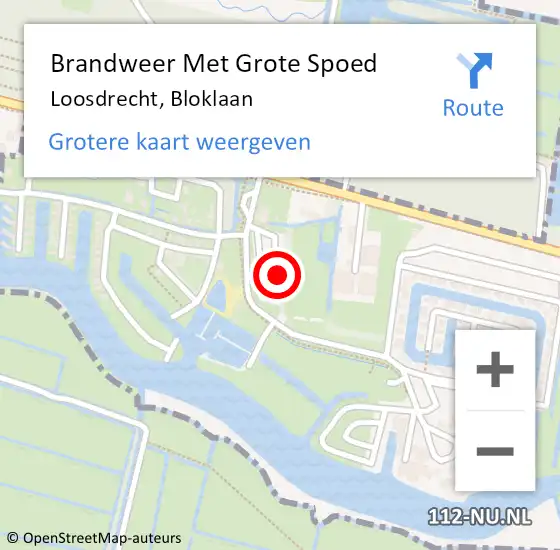 Locatie op kaart van de 112 melding: Brandweer Met Grote Spoed Naar Loosdrecht, Bloklaan op 20 september 2021 13:35