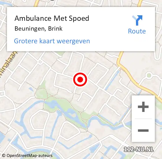 Locatie op kaart van de 112 melding: Ambulance Met Spoed Naar Beuningen, Brink op 20 september 2021 13:35