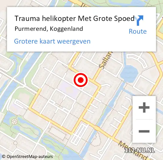 Locatie op kaart van de 112 melding: Trauma helikopter Met Grote Spoed Naar Purmerend, Koggenland op 20 september 2021 13:46