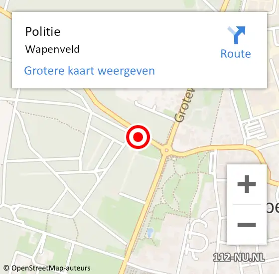 Locatie op kaart van de 112 melding: Politie Wapenveld op 20 september 2021 13:46