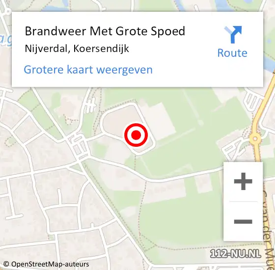 Locatie op kaart van de 112 melding: Brandweer Met Grote Spoed Naar Nijverdal, Koersendijk op 20 september 2021 13:55