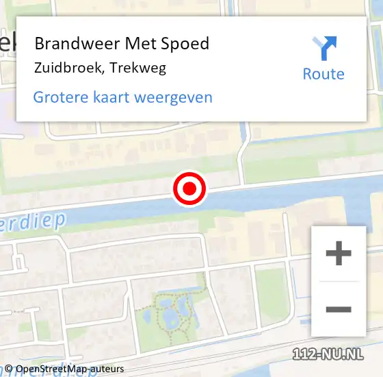 Locatie op kaart van de 112 melding: Brandweer Met Spoed Naar Zuidbroek, Trekweg op 20 september 2021 14:03