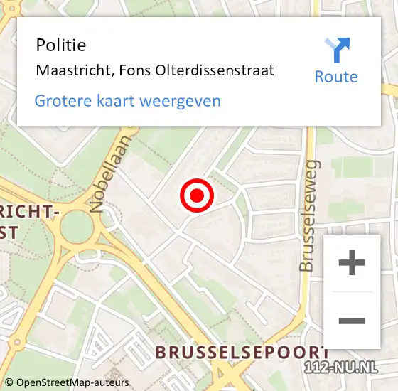 Locatie op kaart van de 112 melding: Politie Maastricht, Fons Olterdissenstraat op 20 september 2021 14:21