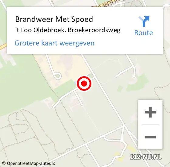 Locatie op kaart van de 112 melding: Brandweer Met Spoed Naar 't Loo Oldebroek, Broekeroordsweg op 20 september 2021 14:29