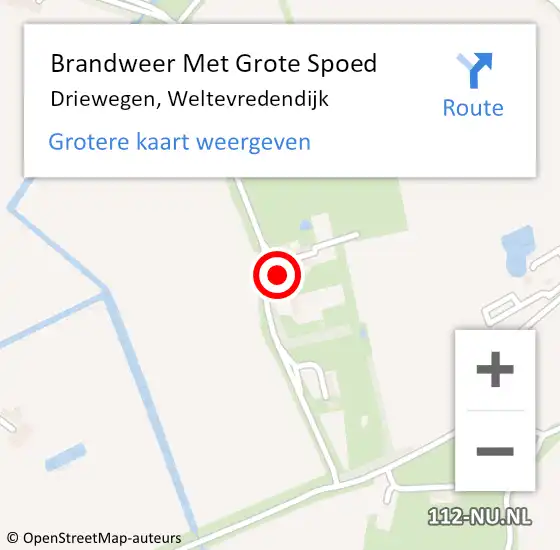Locatie op kaart van de 112 melding: Brandweer Met Grote Spoed Naar Driewegen, Weltevredendijk op 20 september 2021 14:35