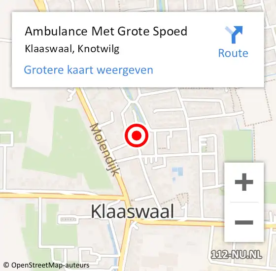 Locatie op kaart van de 112 melding: Ambulance Met Grote Spoed Naar Klaaswaal, Knotwilg op 20 september 2021 14:43