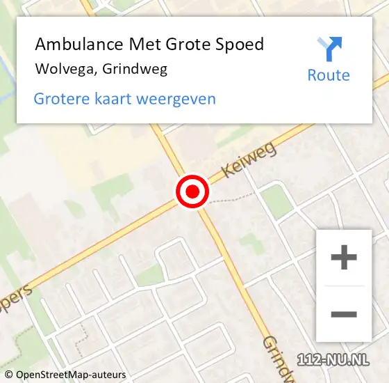 Locatie op kaart van de 112 melding: Ambulance Met Grote Spoed Naar Wolvega, Grindweg op 23 juni 2014 15:23