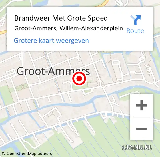 Locatie op kaart van de 112 melding: Brandweer Met Grote Spoed Naar Groot-Ammers, Willem-Alexanderplein op 20 september 2021 15:10