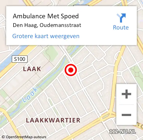 Locatie op kaart van de 112 melding: Ambulance Met Spoed Naar Den Haag, Oudemansstraat op 20 september 2021 15:12