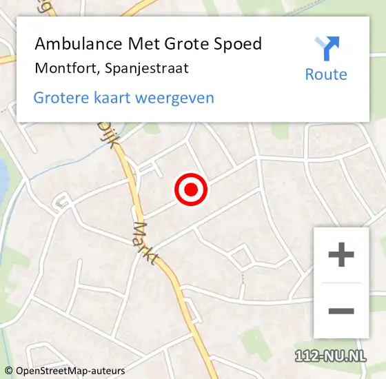 Locatie op kaart van de 112 melding: Ambulance Met Grote Spoed Naar Montfort, Spanjestraat op 20 september 2021 15:14