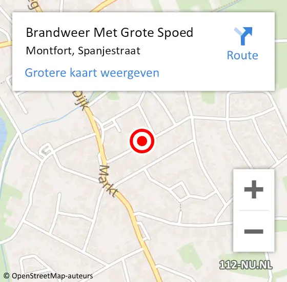 Locatie op kaart van de 112 melding: Brandweer Met Grote Spoed Naar Montfort, Spanjestraat op 20 september 2021 15:16