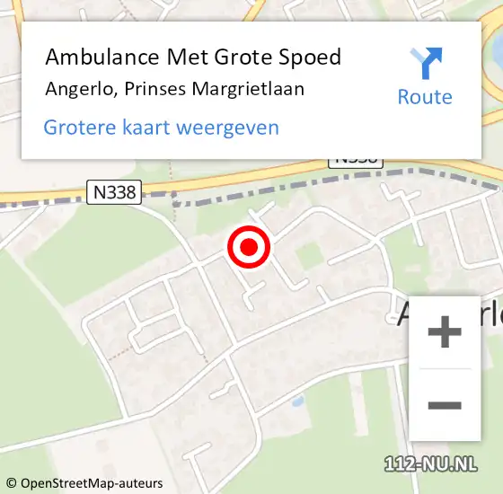 Locatie op kaart van de 112 melding: Ambulance Met Grote Spoed Naar Angerlo, Prinses Margrietlaan op 23 juni 2014 15:25