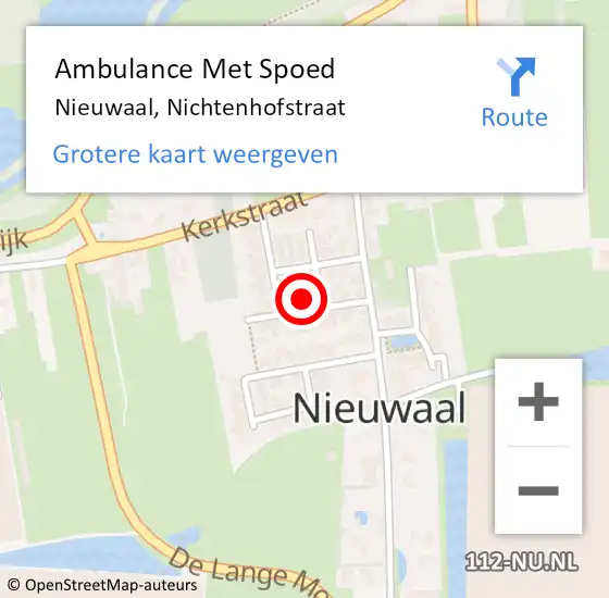 Locatie op kaart van de 112 melding: Ambulance Met Spoed Naar Nieuwaal, Nichtenhofstraat op 20 september 2021 15:18
