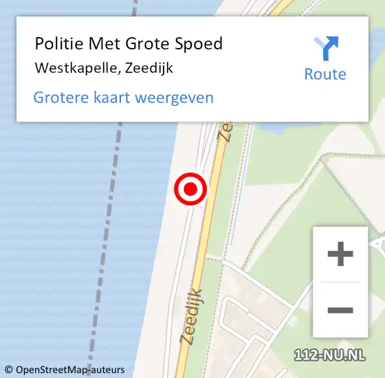 Locatie op kaart van de 112 melding: Politie Met Grote Spoed Naar Westkapelle, Zeedijk op 20 september 2021 15:21