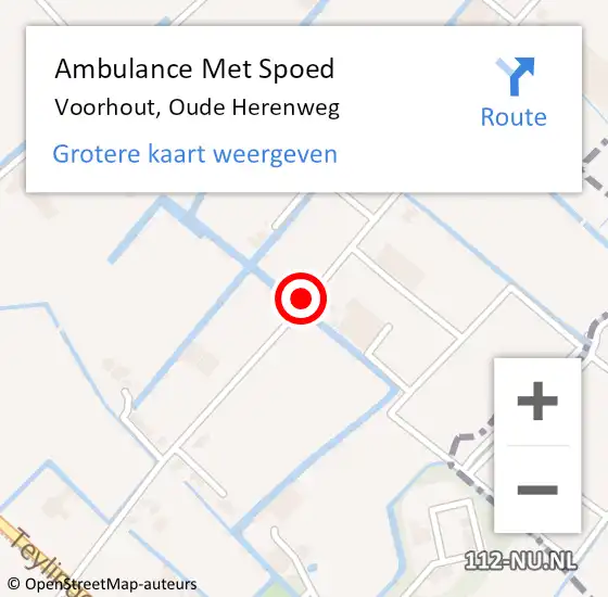 Locatie op kaart van de 112 melding: Ambulance Met Spoed Naar Voorhout, Oude Herenweg op 20 september 2021 15:29