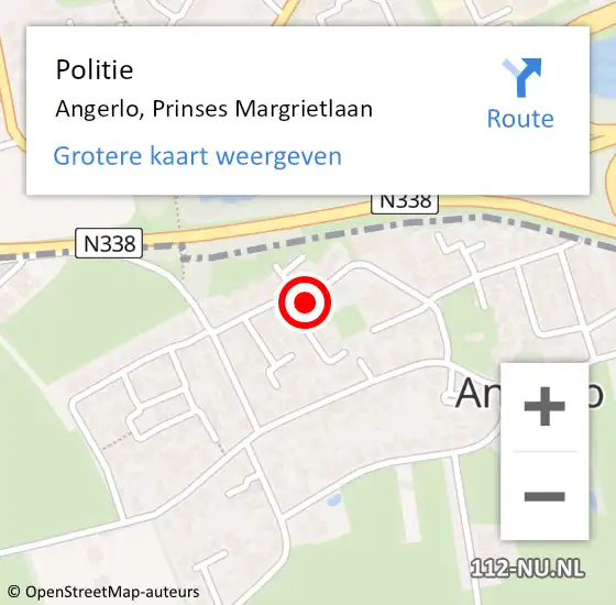 Locatie op kaart van de 112 melding: Politie Angerlo, Prinses Margrietlaan op 23 juni 2014 15:27