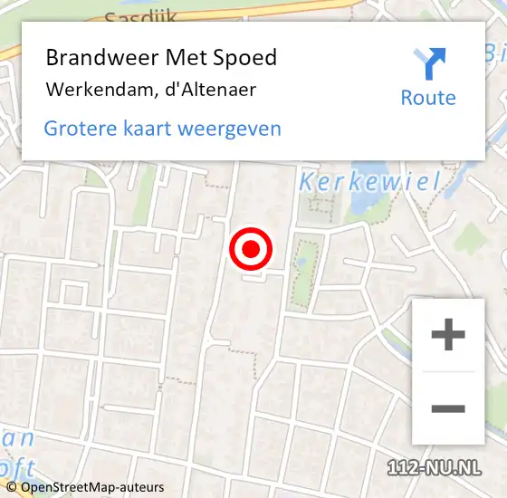 Locatie op kaart van de 112 melding: Brandweer Met Spoed Naar Werkendam, d'Altenaer op 20 september 2021 16:04