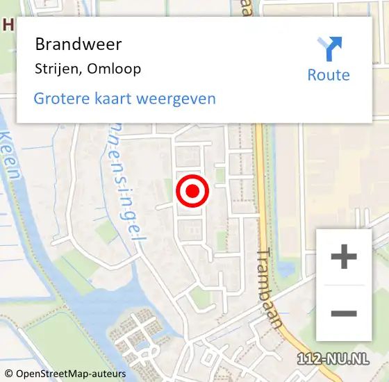 Locatie op kaart van de 112 melding: Brandweer Strijen, Omloop op 20 september 2021 16:15
