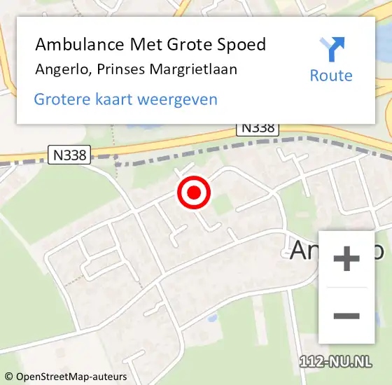 Locatie op kaart van de 112 melding: Ambulance Met Grote Spoed Naar Angerlo, Prinses Margrietlaan op 23 juni 2014 15:29