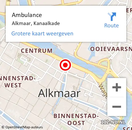 Locatie op kaart van de 112 melding: Ambulance Alkmaar, Kanaalkade op 20 september 2021 16:25