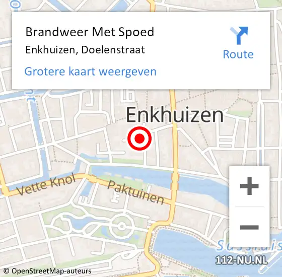 Locatie op kaart van de 112 melding: Brandweer Met Spoed Naar Enkhuizen, Doelenstraat op 20 september 2021 16:49