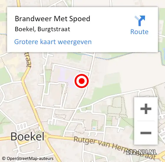 Locatie op kaart van de 112 melding: Brandweer Met Spoed Naar Boekel, Burgtstraat op 20 september 2021 16:55