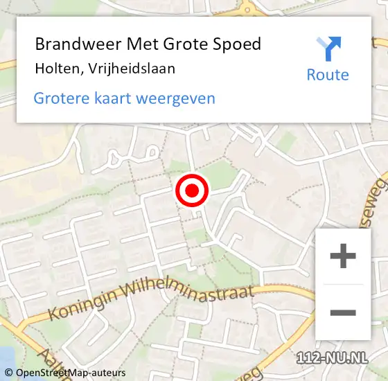 Locatie op kaart van de 112 melding: Brandweer Met Grote Spoed Naar Holten, Vrijheidslaan op 20 september 2021 17:06